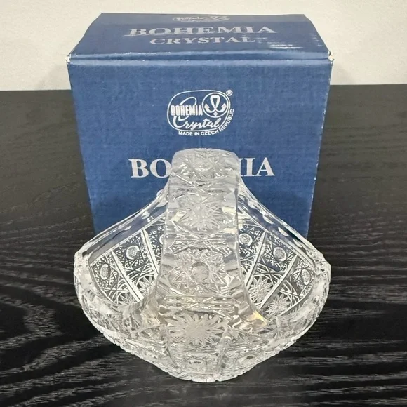Bohemian Crystal Basket Vase